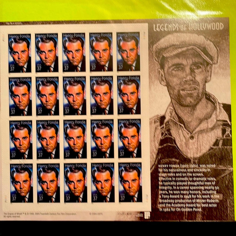 Henry Fonda “Legends of Hollywood” stamps.